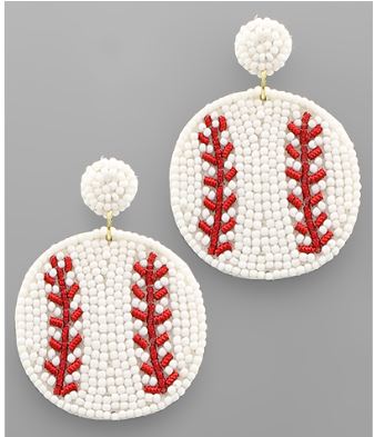 Beaded Baseball Earrings