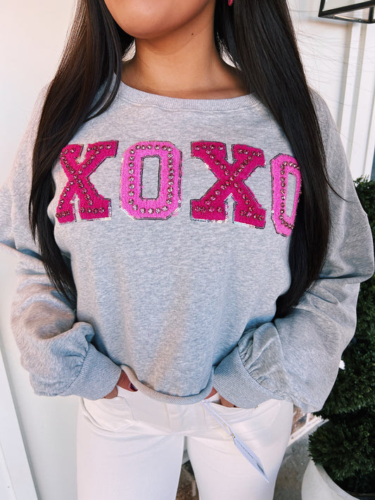 XOXO Graphic Crop Sweatshirt