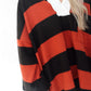 Oversized Stripe Pullover - Red/Black