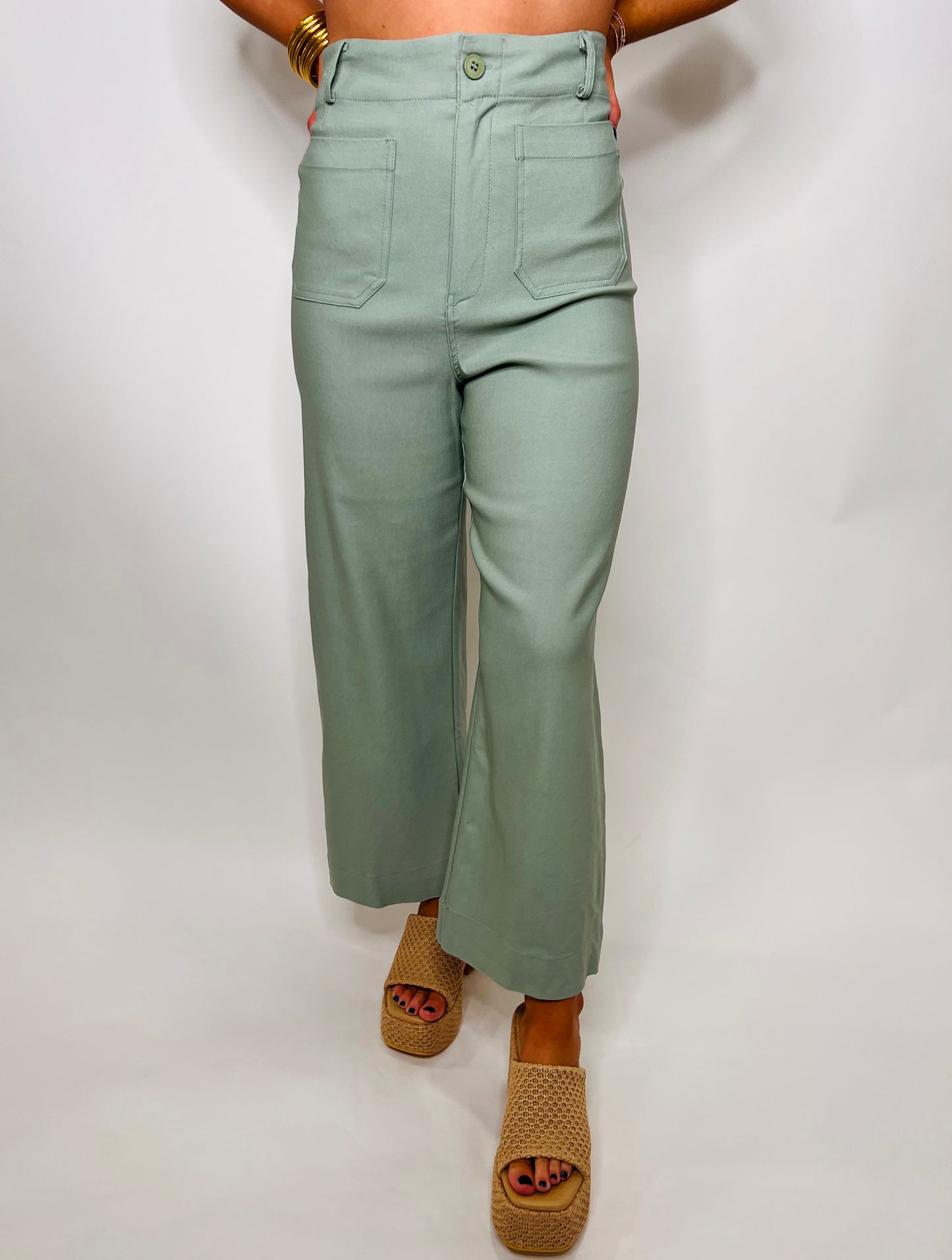 Abby Straight Leg Pants - Sage