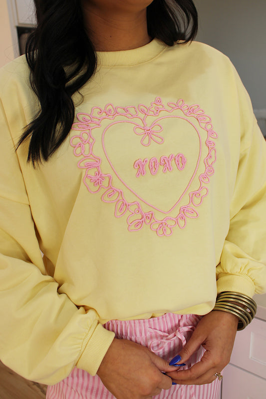 XOXO Embroidered Pullover