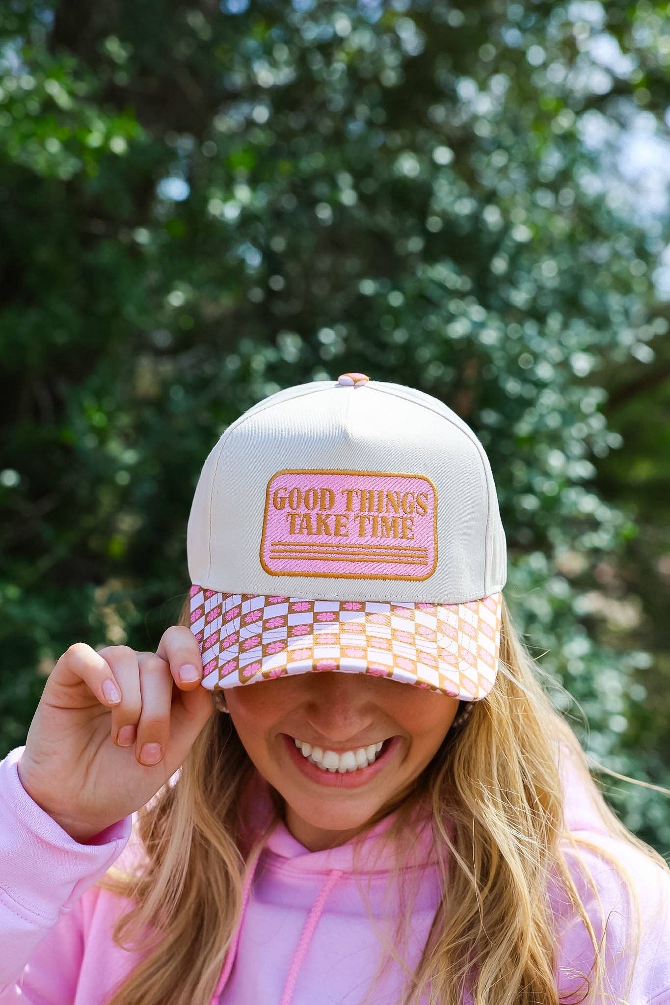 GOOD THINGS TAKE TIME TRUCKER HAT