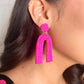 Beaded Arch Earrings in Fuchsia