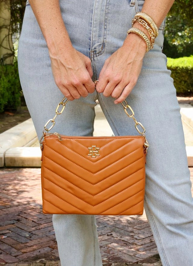 CAROLINE HILL | Camel Quilted Ariana Crossbody