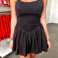 Black Sporty Pleated Romper