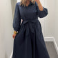 Poised Romance Midi Dress in Midnight