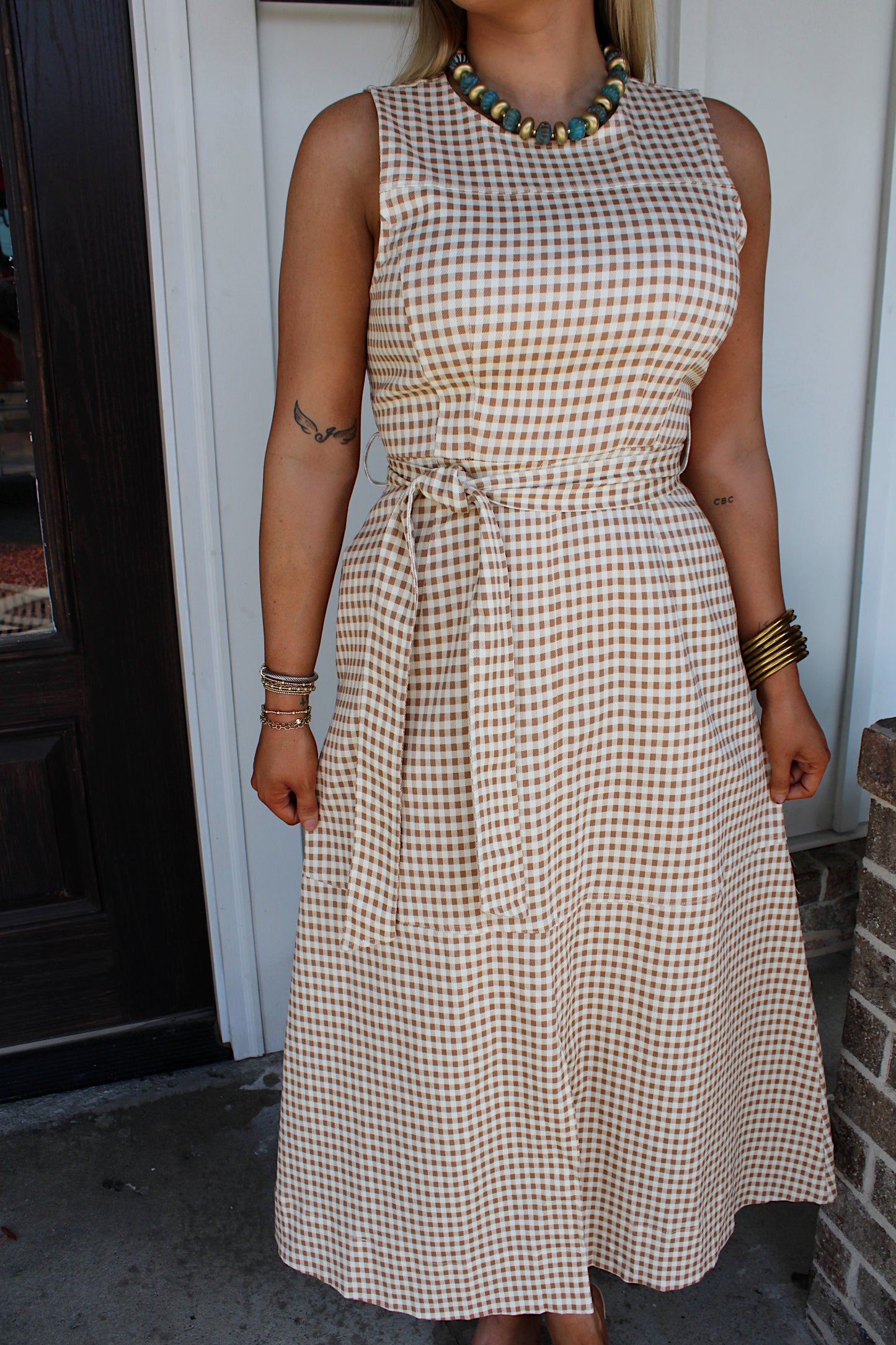 Autumn Harvest Gingham Midi