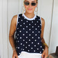 Dotted Delight Sleeveless Tank - Navy