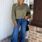 Woven Long Sleeve Top in Olive