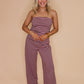 Weekend Away Pant Set - Pink/Brown