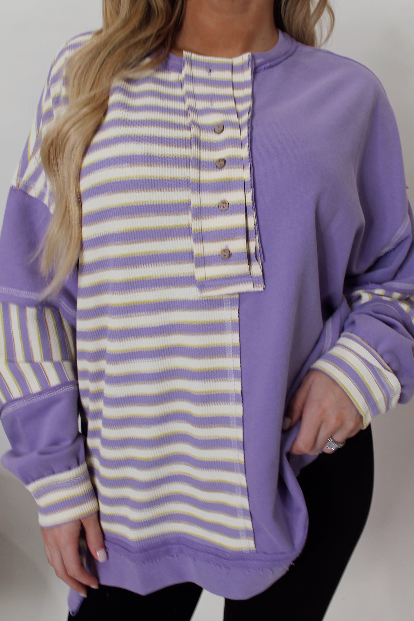 Terry Colorblock Oversized Sweatshirt in Purple