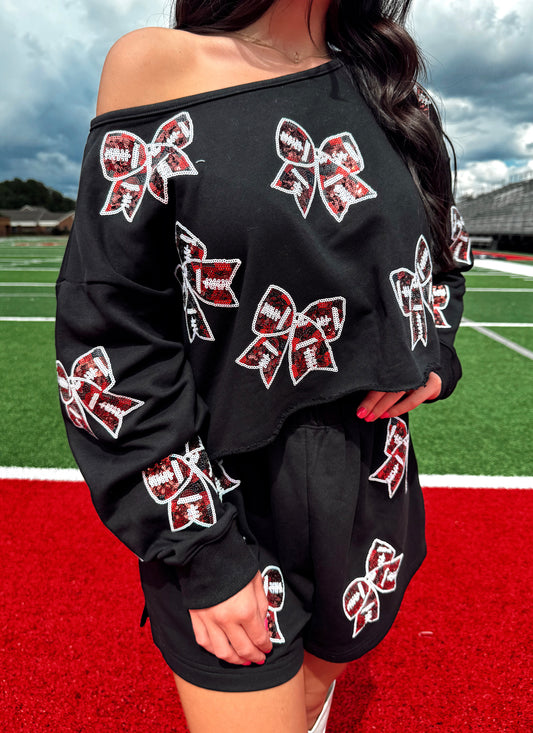 Game Day Bow Sequin Crop