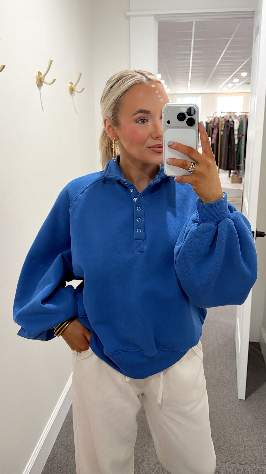 Piper Snap Button Sweater - Royal Blue