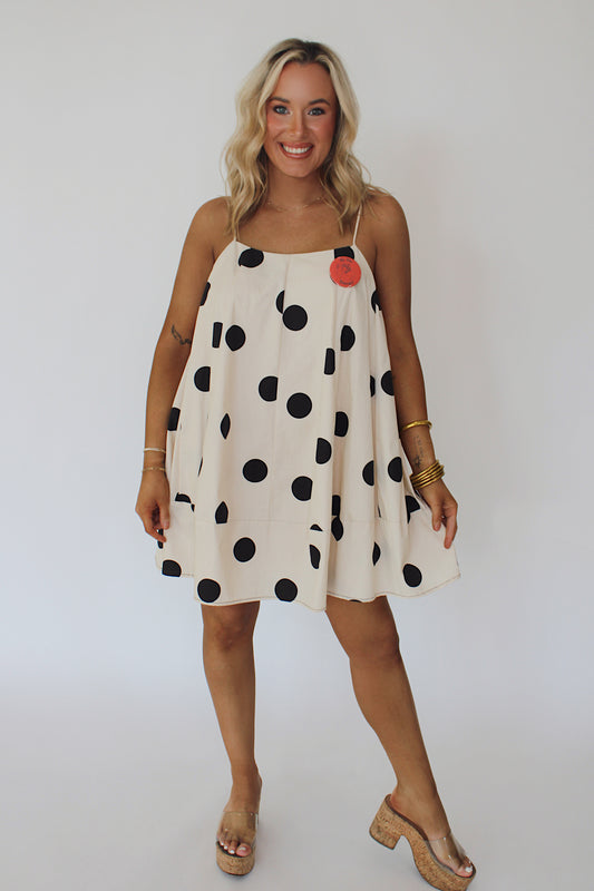 Tie Strap Polka Dot Dress
