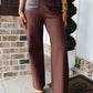 Mocha Latte Pleather Pocket Pant