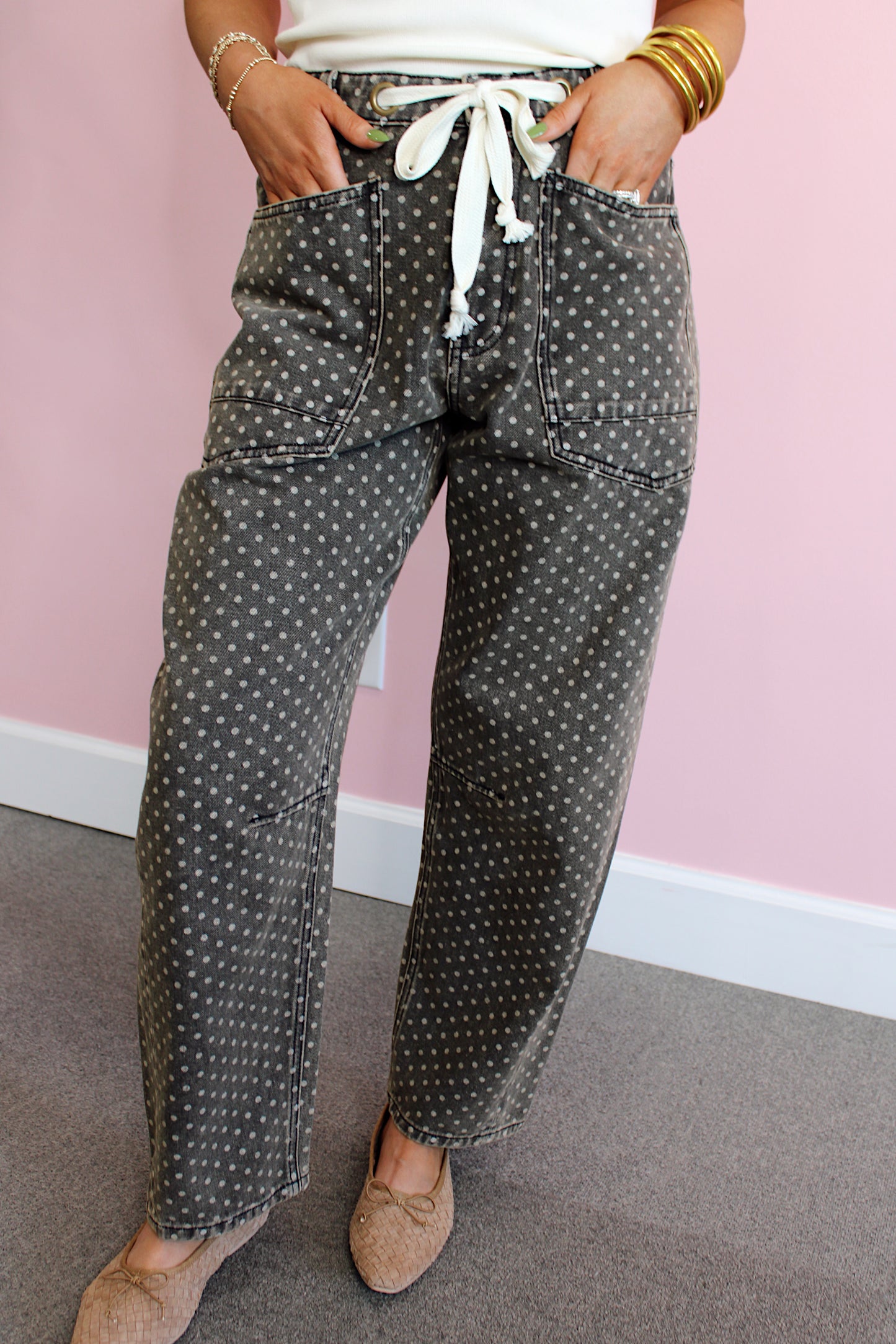 Polka Dot Barrel Pants