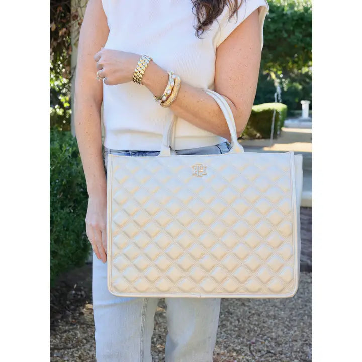 CAROLINE HILL | Pearl Quilted Niall Tote Bag