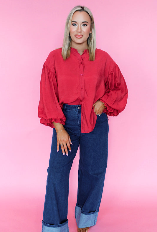 Social Sweetness Blouse in Wine