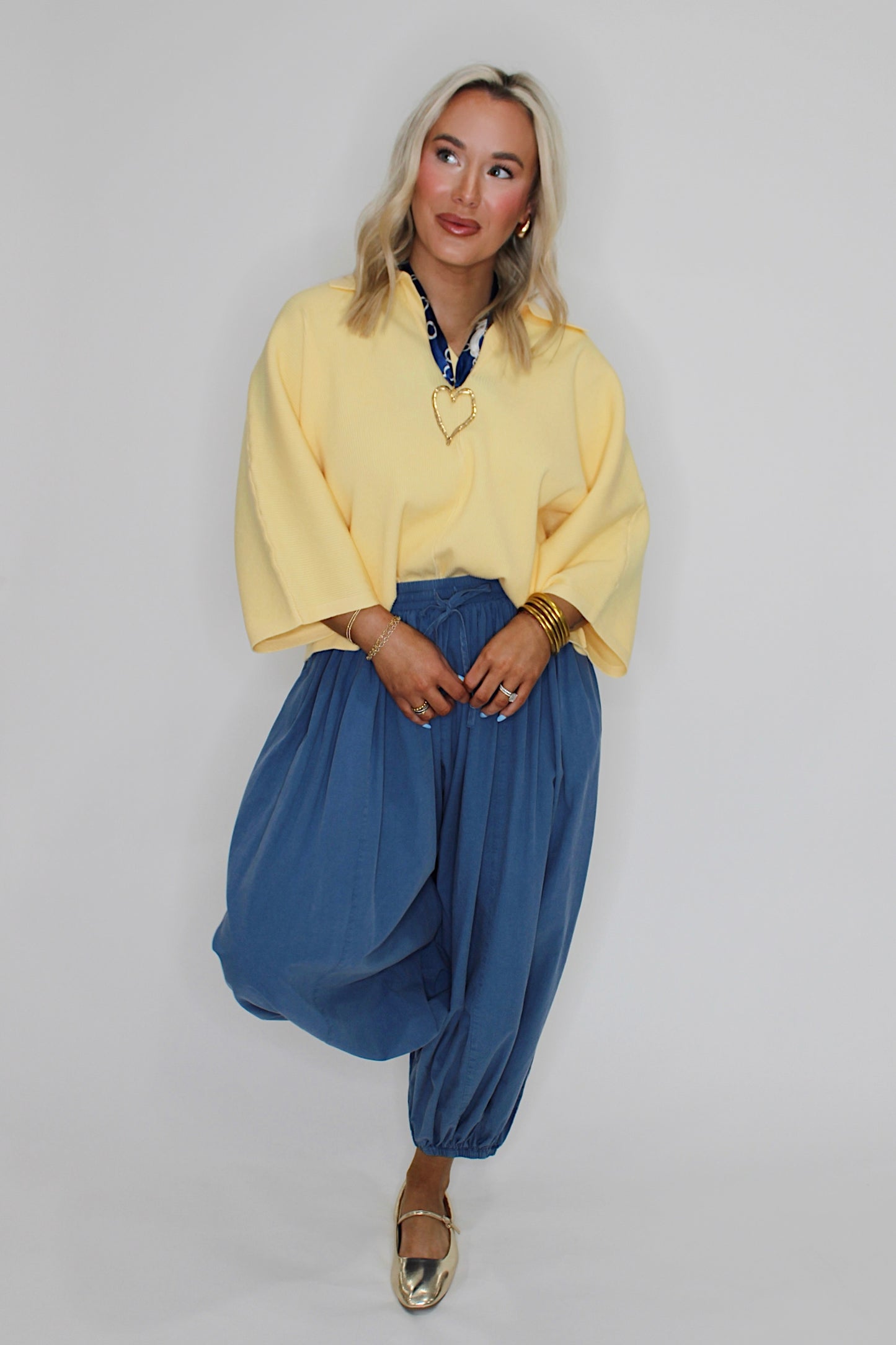 Spring Reset V Neck top - Butter