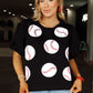 Baseball Terrycloth Puff Sleeve Top