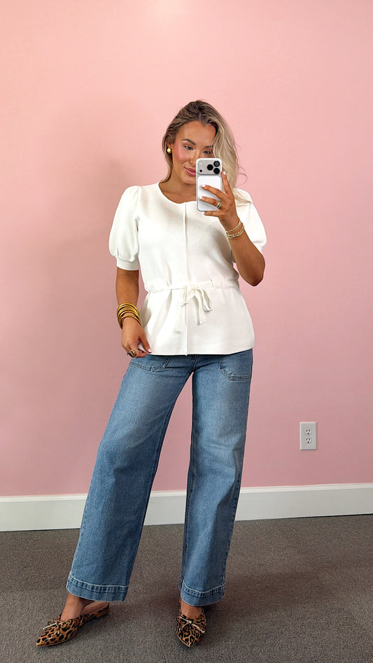 Chic Tie Waist Blouse