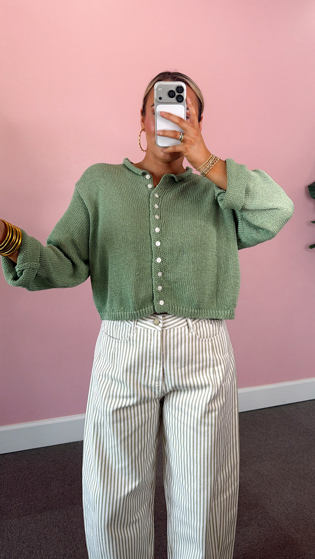 Button Down Cardigan - Sage