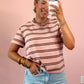 Urban Stripes Tee - Light Pink/Brown