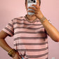 Urban Stripes Tee - Light Pink/Brown
