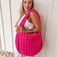 Quilted Puffer Tote - Hot Pink