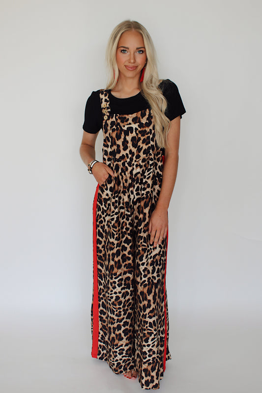 Leopard Jumpsuit - Red