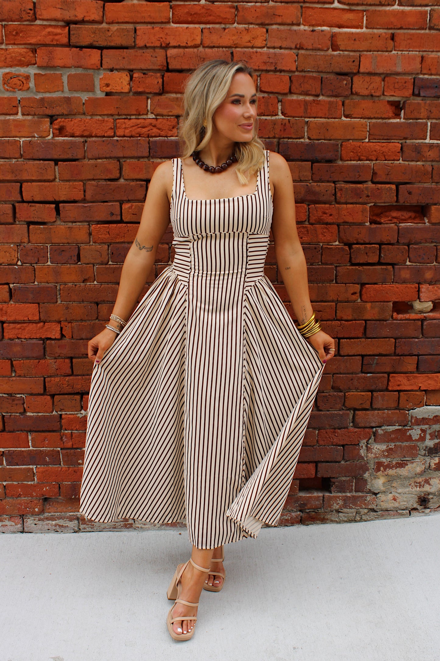 Chestnut Charm Stripe  Midi
