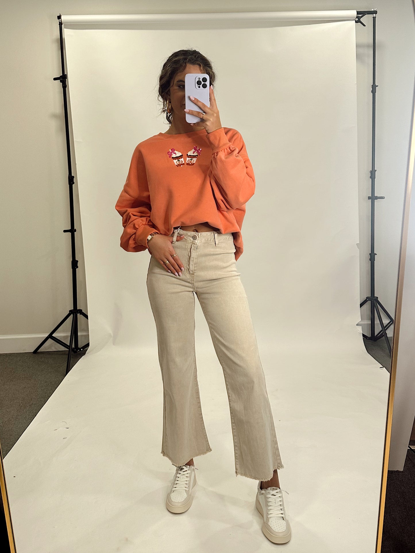 Pumpkin Latte Sequin Crewneck