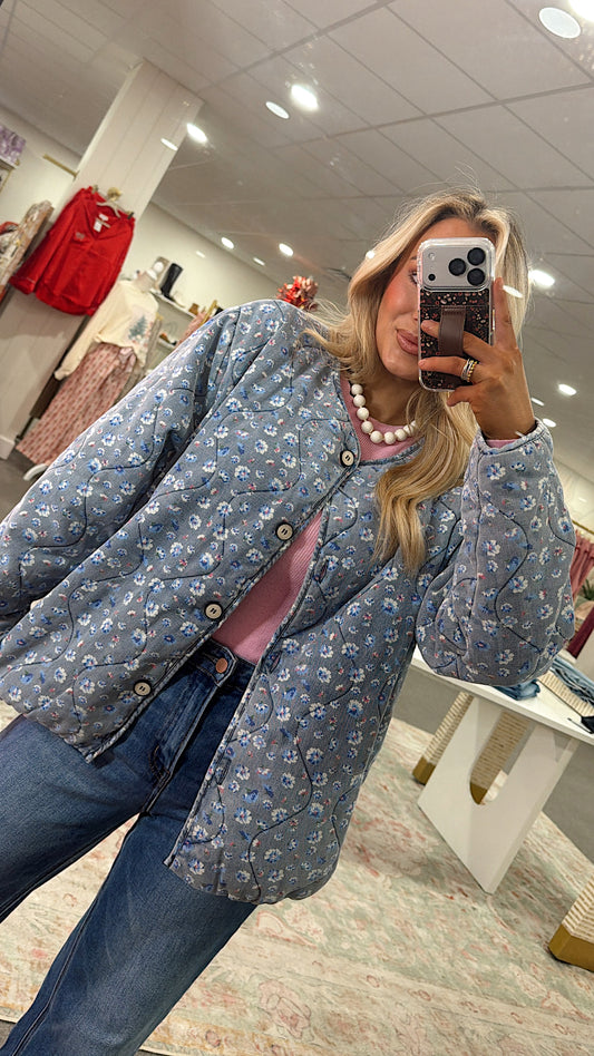 Floral Print Denim Jacket