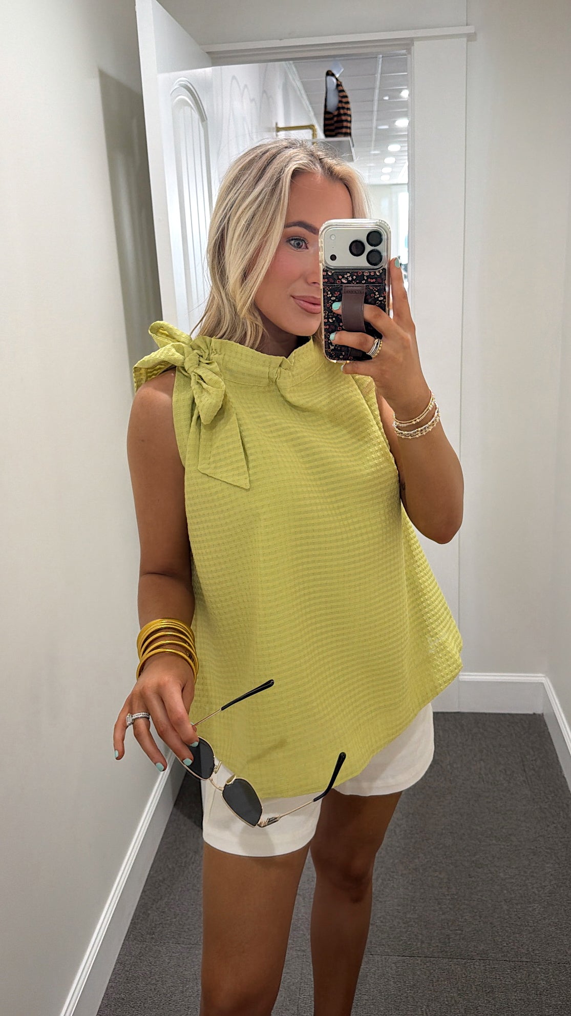 Ruffle Neck Tie Bow Top