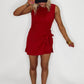 Tie Wrap Romper - Red
