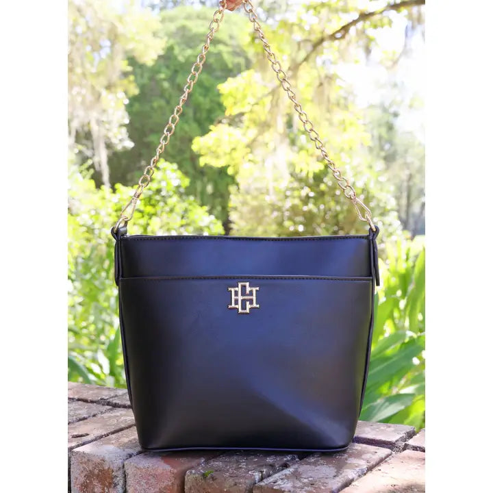 CAROLINE HILL | Black Brielle Bucket Bag