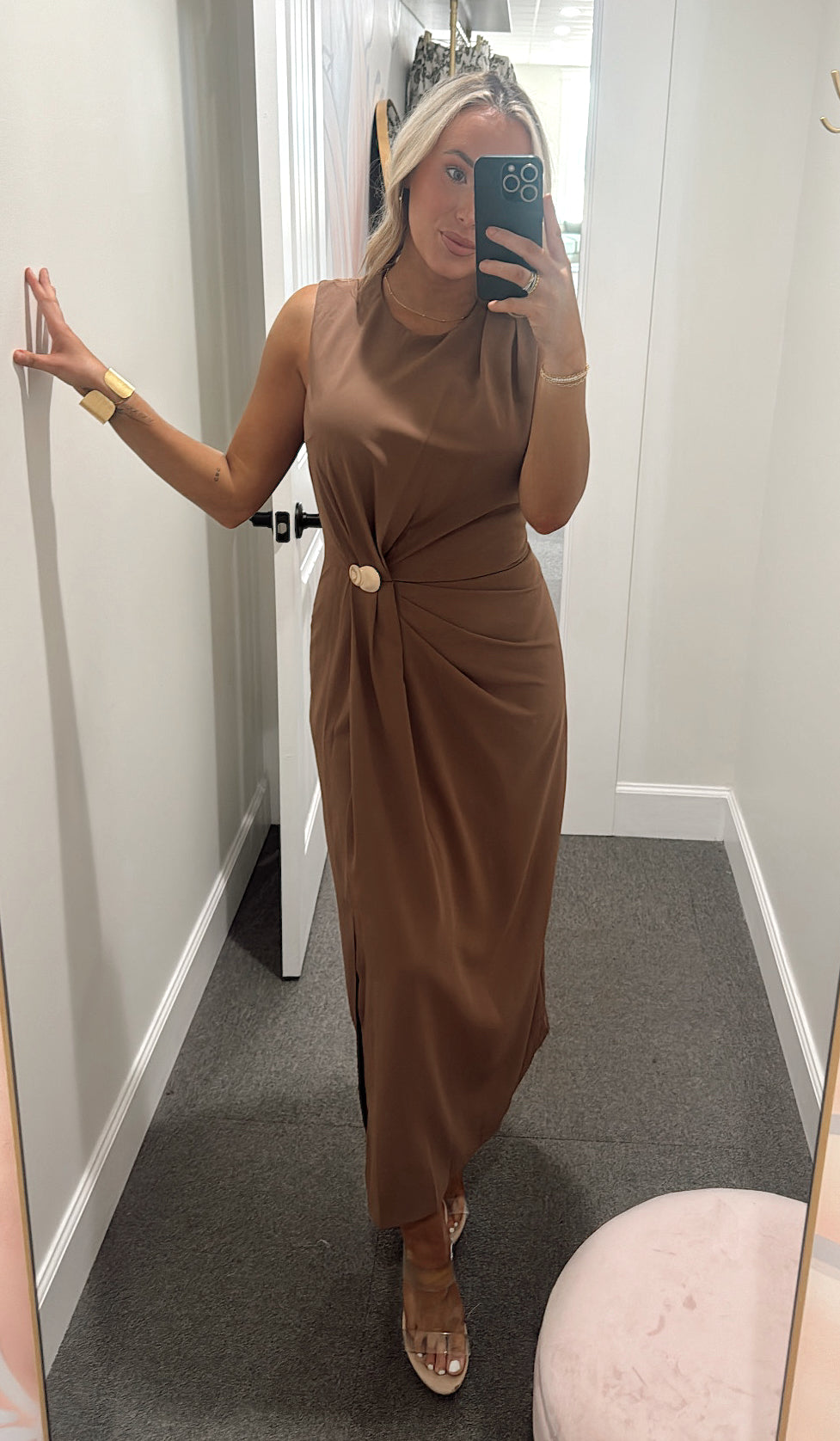 Vineyard Toast Midi Dress - Mocha