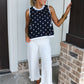 Dotted Delight Sleeveless Tank - Navy