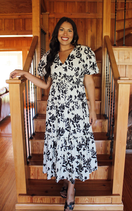 Floral Cotton Print Midi Dress