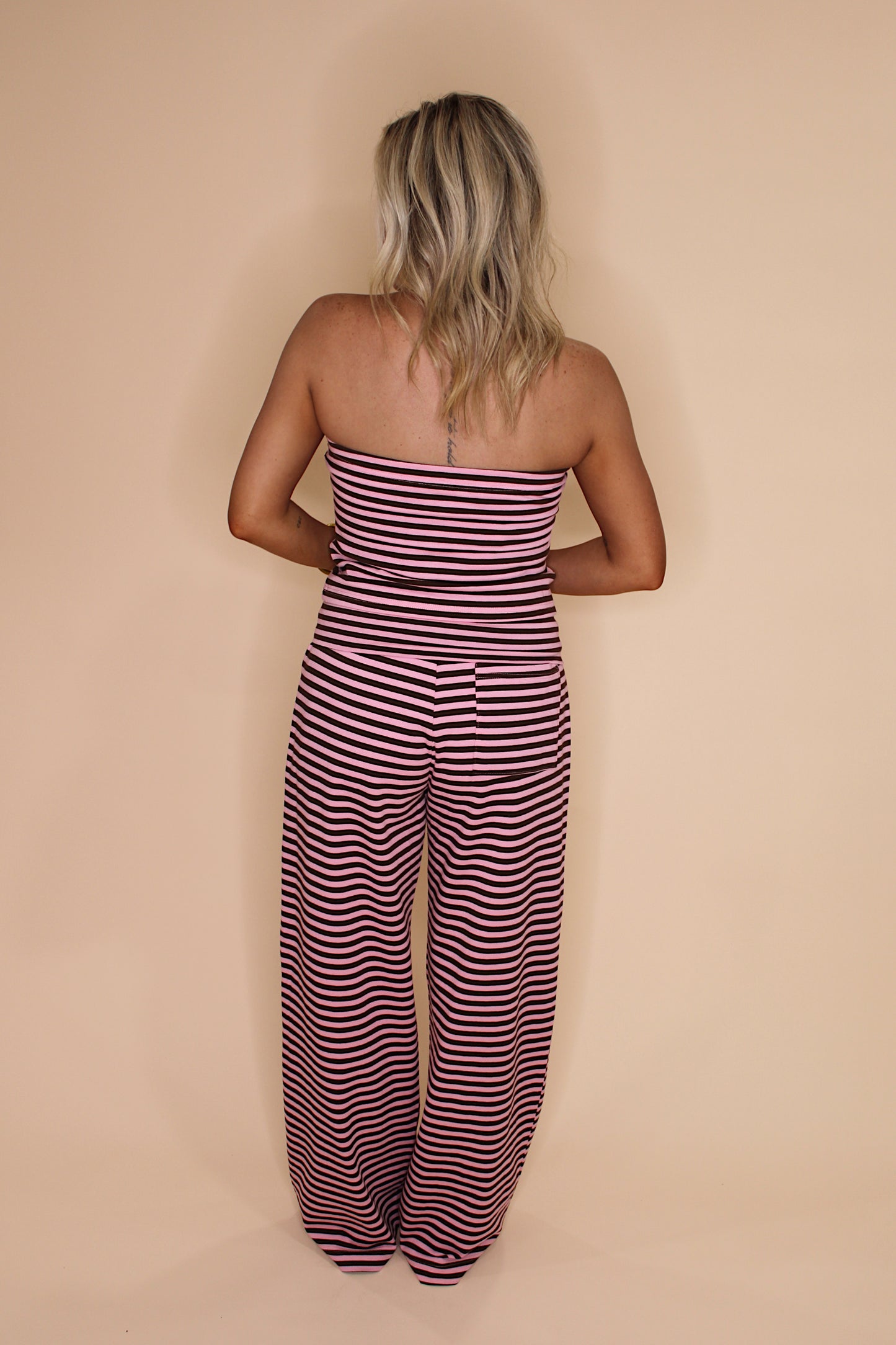 Weekend Away Pant Set - Pink/Brown