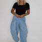 Striped Denim Barrel Jogger Pant