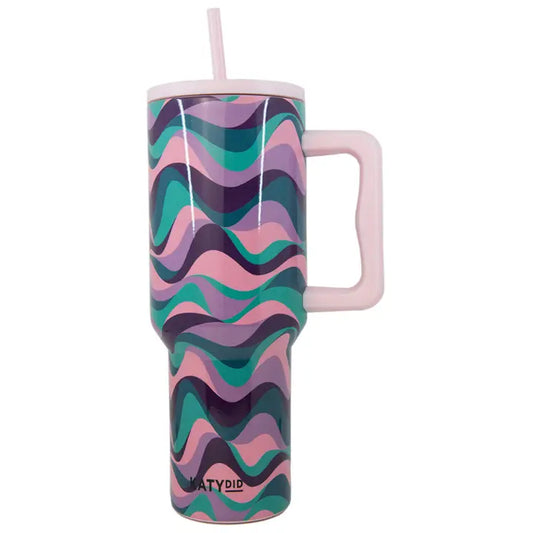 Pink Purple Green Swirl Tumbler