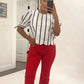 High Rise Ankle Flare in Red