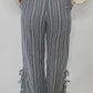 Gingham Side Slit Bow Ruffle Pant