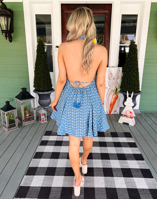 Dance Me In Denim Halter Dress