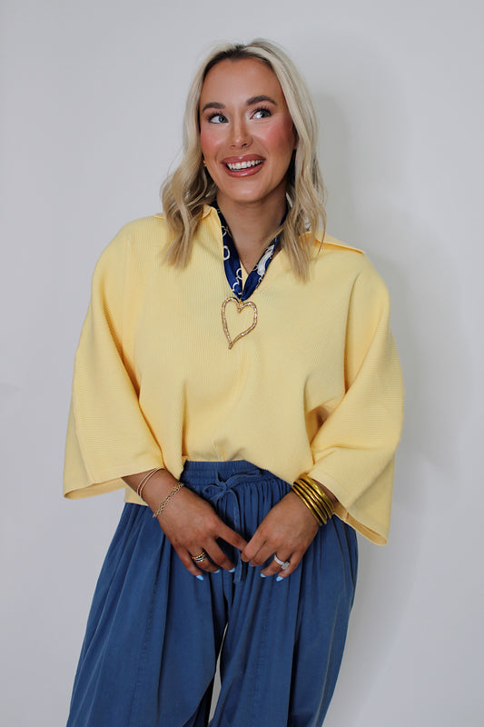 Spring Reset V Neck top - Butter