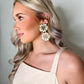 Flower Beaded Earrings - White