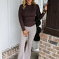 Crossover Flare Leggings In Taupe