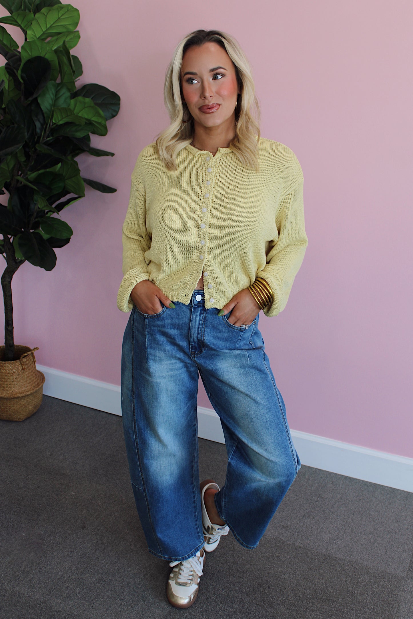 Button Down Cardigan - Butter Yellow
