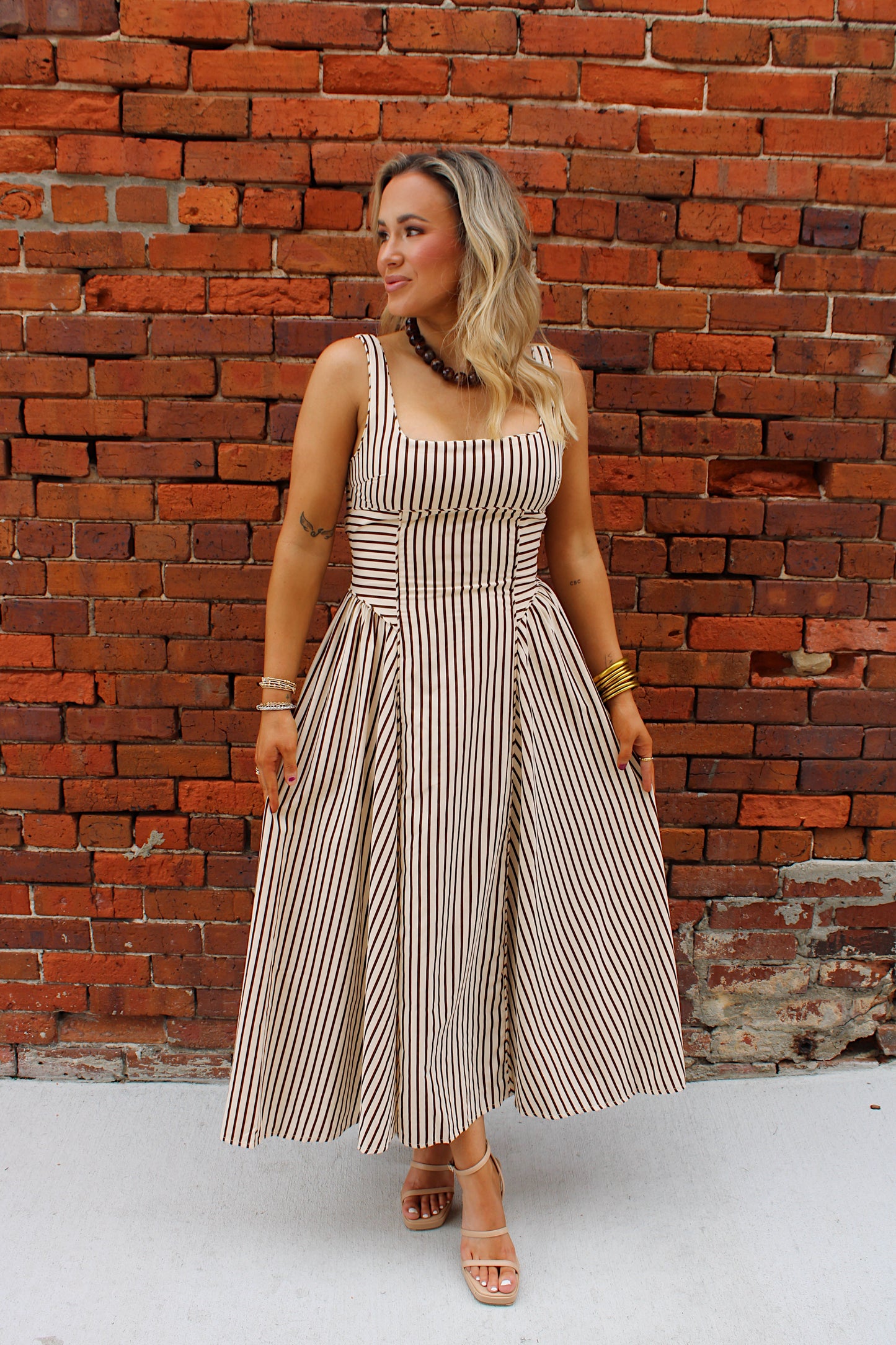 Chestnut Charm Stripe  Midi